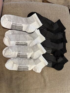 BAMBOO Men's Low-Cut Athletic Socks - Black & Light Gray (6 Pack)